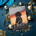 Shalom Heart Hand Lettering Hanukkah Photo Card<br><div class="desc">hand lettered "shalom" with heart,  editable color and scale; optional message on the back or add more photos</div>