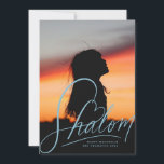 Shalom Heart Hand Lettering Hanukkah Photo Card<br><div class="desc">hand lettered "shalom" with heart,  editable color and scale; optional message on the back or add more photos</div>