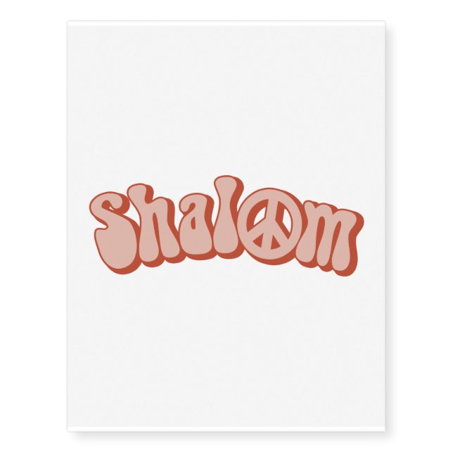 Shalom - Hebrew Word - Peace & Harmony Jewish Temporary Tattoos (Front)