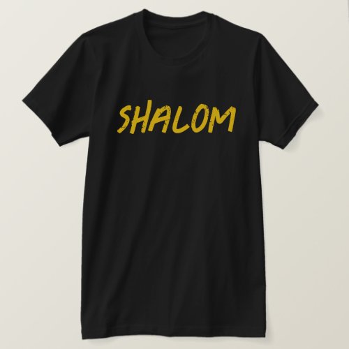 Shalom in Bold Distressed Lettering Hebrew  T_Shirt