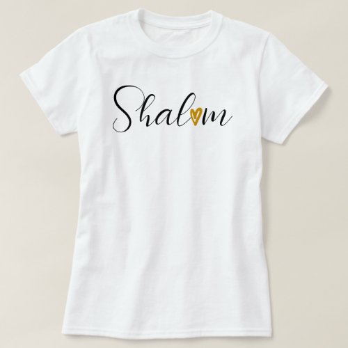 Shalom in Elegant Black Font Hebrew Jewish T_Shirt