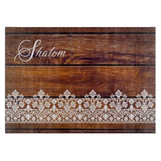 Shalom Lace Effect on Wood Effect Challah