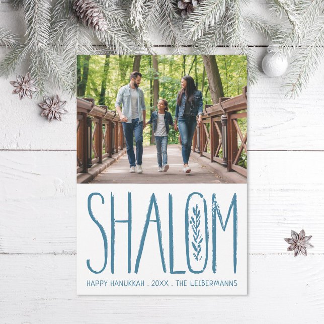 Shalom Lettering Hanukkah Photo Card (Creator Uploaded)