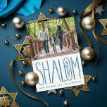 Shalom Lettering Hanukkah Photo Card<br><div class="desc">hand lettered "shalom" with sketched olive branch,  editable color and scale; optional message on the back or add more photos</div>