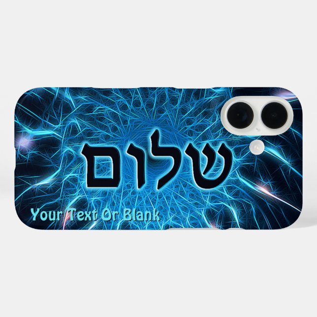 Shalom On Blue Fractal Case-Mate iPhone Case (Back (Horizontal))