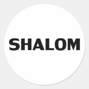 Shalom, Peace black white minimalist modern simple Classic Round Sticker
