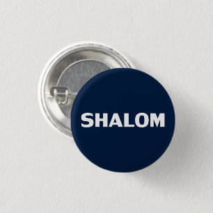 Shalom, Peace, navy blue white modern simple Button