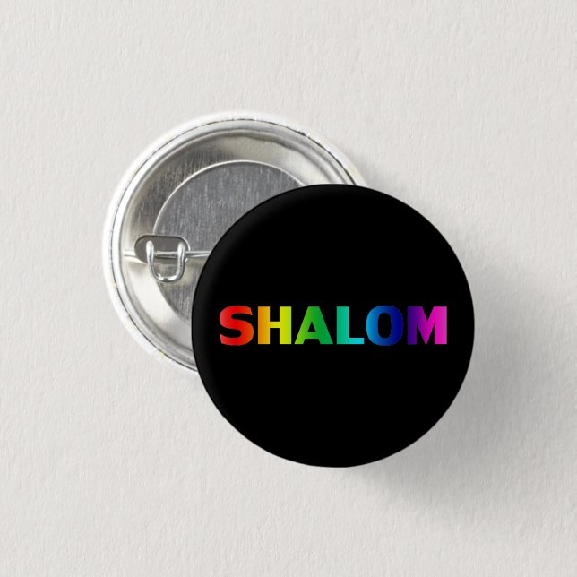 Shalom, Peace, Pride Lgbt Lgbtq Gay Rainbow black Button (Front & Back)