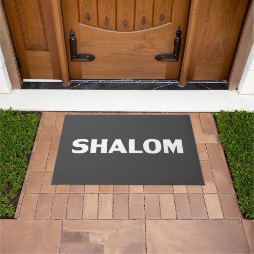 Shalom Peace white charcoal grey modern Doormat