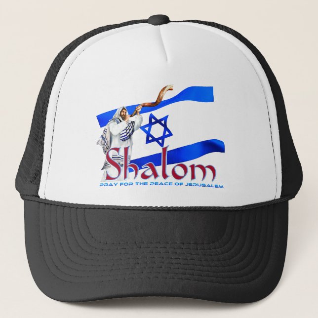 SHALOM Pray for Peace of Jerusalem Trucker Hat (Front)