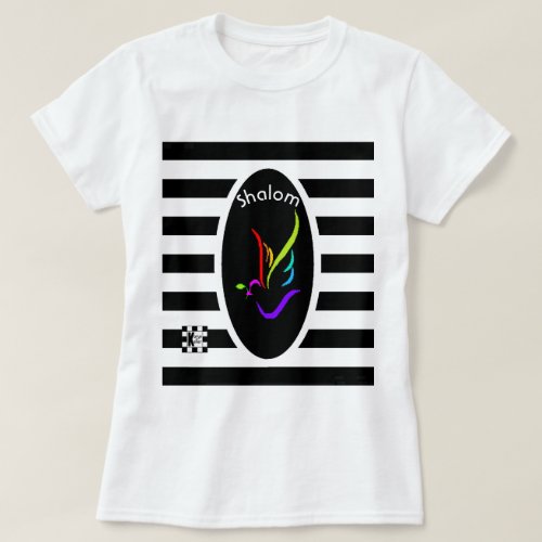 Shalom Rainbow Dove t_shirt