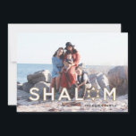 Shalom Star Hanukkah Card - Gold<br><div class="desc">The word "Shalom" says it all on this modern Hanukkah Photo Card featuring the Star of David. Background color on the back is customizable. Look for coordinating products from Parcel Studios.</div>