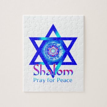 Shalom Star Of David_pray For Peace Of Israel Jigsaw Puzzle by Eloquents at Zazzle