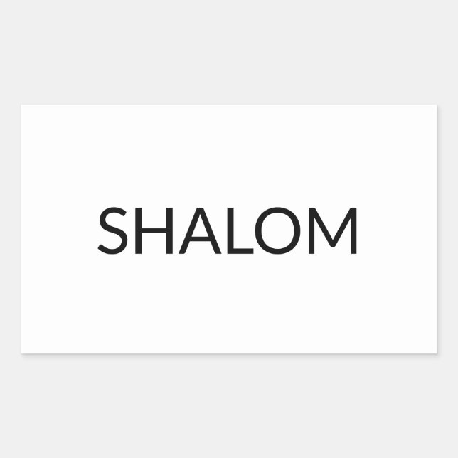 Shalom white black peace in Hebrew minimalist Rectangular Sticker (Front)