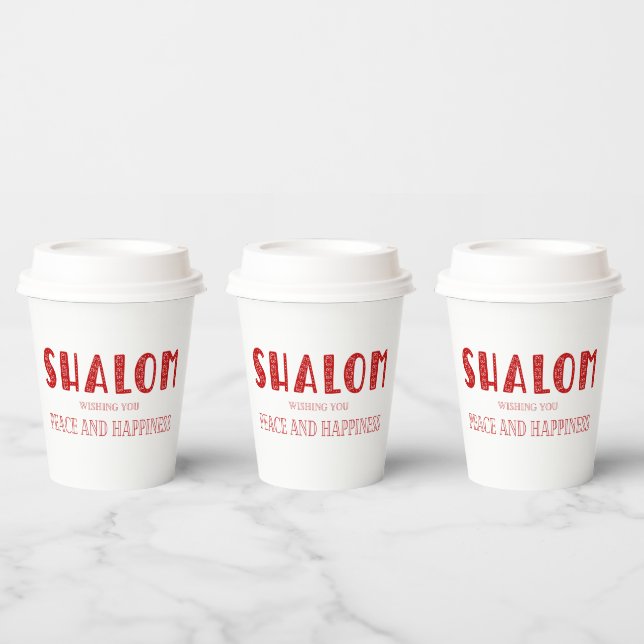 SHALOM Wishing You Peace And Happiness Paper Cups (Multi)