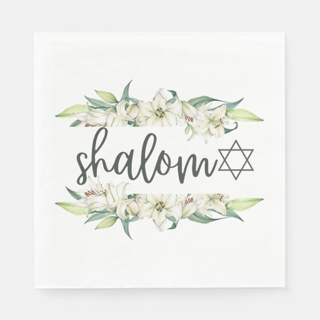 Shalom (with Lilies and Star of David) Napkins (Front)