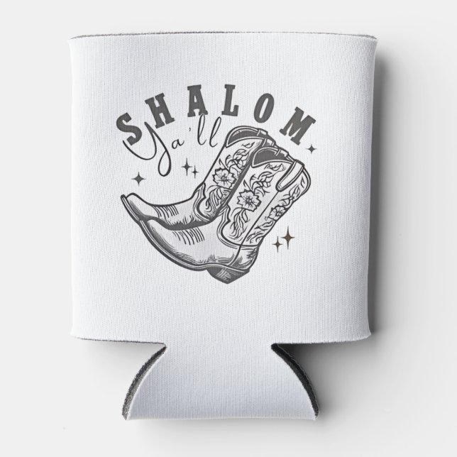 Shalom Y'all Cowboy Jewish Hanukkah West  Can Cooler (Front)