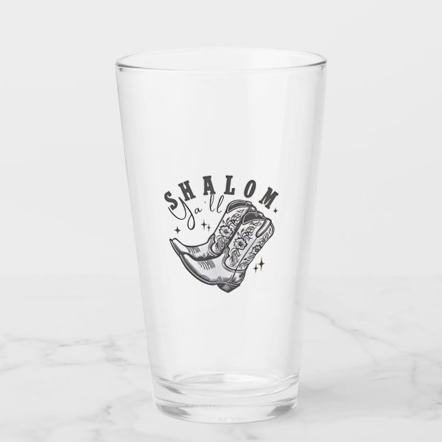Shalom Y'all Cowboy Jewish Hanukkah West  Glass (Front)