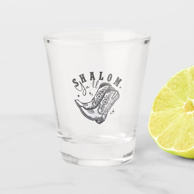 Shalom Y'all Cowboy Jewish Hanukkah West  Shot Glass (Front)