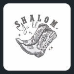 Shalom Y'all Cowboy Jewish Hanukkah West  Square Sticker<br><div class="desc">Hanukkah humor,  Western cowboy theme,  Jewish holiday 2025,  menorah celebration,  funny Jewish phrase,  cowboy boot design,  southern Jewish pride,  Hanukkah with a twist,  cultural fusion,  festive spirit</div>