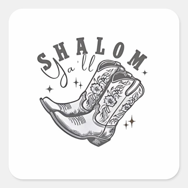 Shalom Y'all Cowboy Jewish Hanukkah West  Square Sticker (Front)