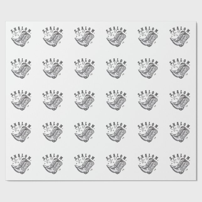 Shalom Y'all Cowboy Jewish Hanukkah West  Wrapping Paper (Flat)
