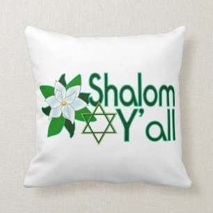 Shalom Y'all Magnolia Throw Pillow