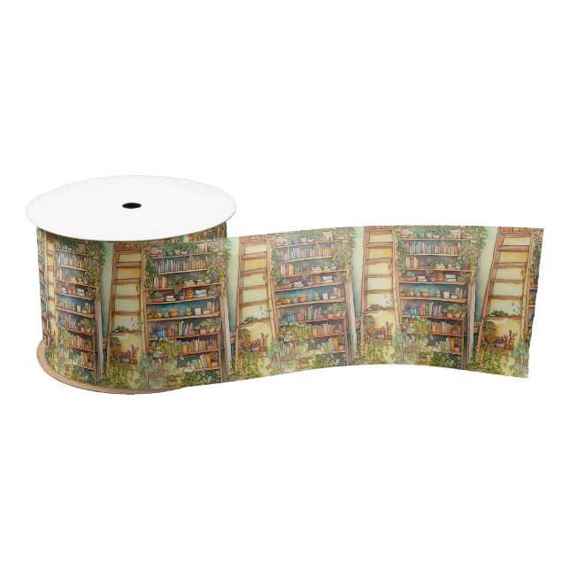 Shalvah - portrait of a bookshelf Satin Satin Ribbon (Spool)