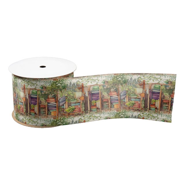 Shalvah - portrait of a bookshelf Satin Satin Ribbon (Spool)