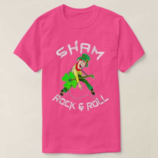 Sham Rock And Roll Shamrock Guitar Lover St Patric T-Shirt (Design Front)