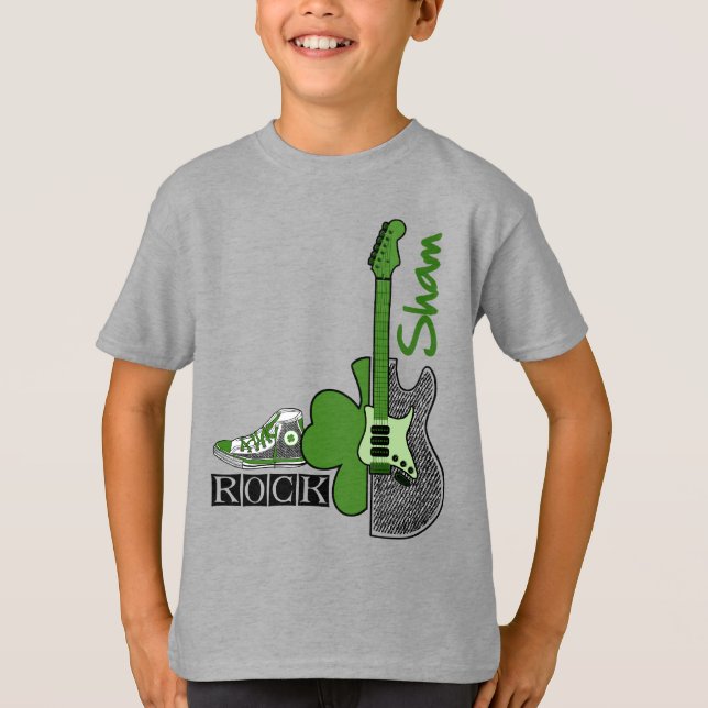 Sham Rock. Music Theme St. Patrick's Day T-Shirt (Front)