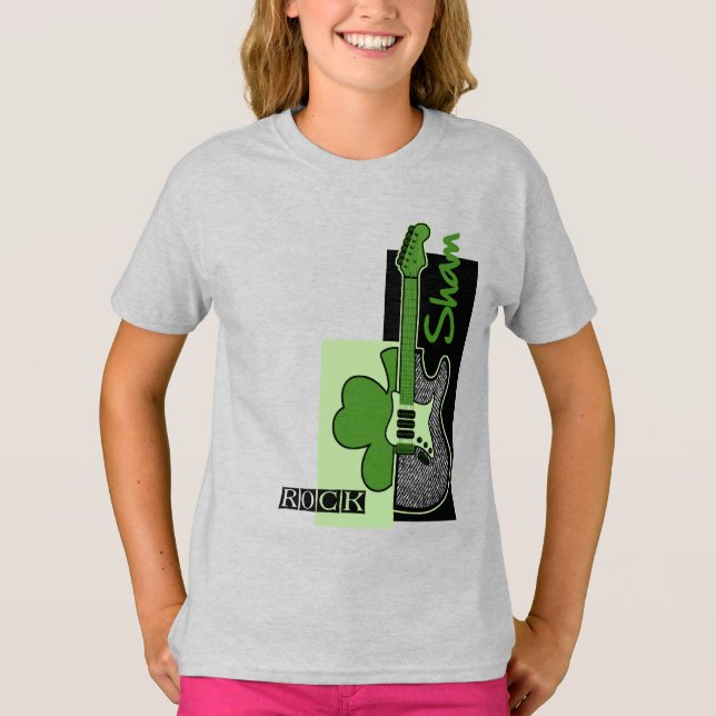 Sham Rock. Music Theme St. Patrick's Day T-Shirt (Front)