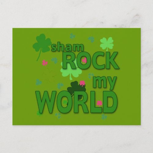 Sham Rock My World with Shamrocks Postcard