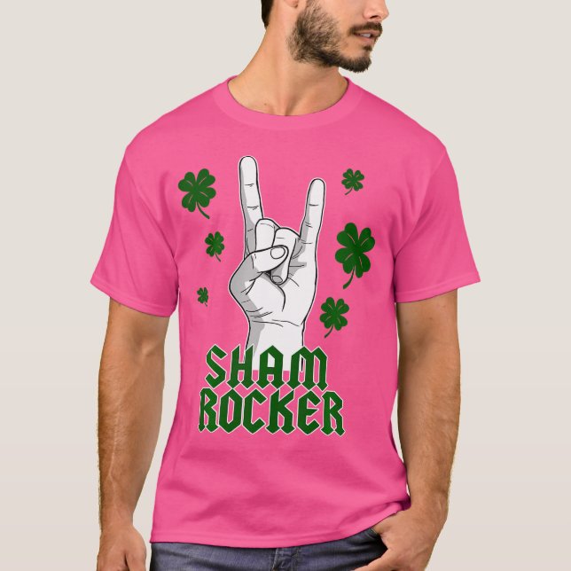 Sham Rocker Heavy Metal Shamrocks St. Patrick T-Shirt (Front)