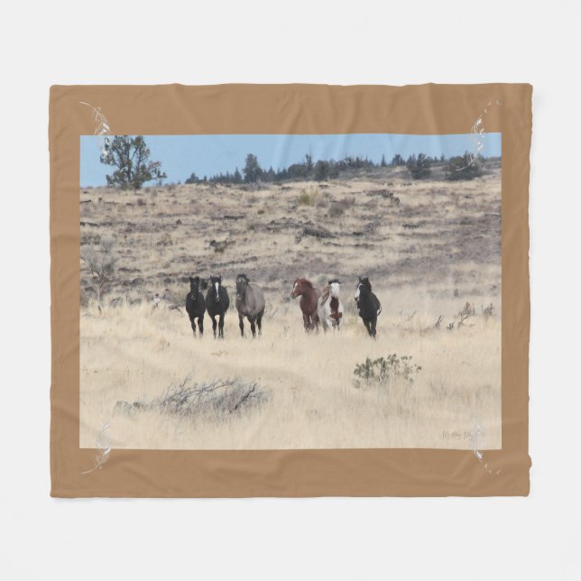 Shaman Band & Feathers Fleece Blanket (Front (Horizontal))