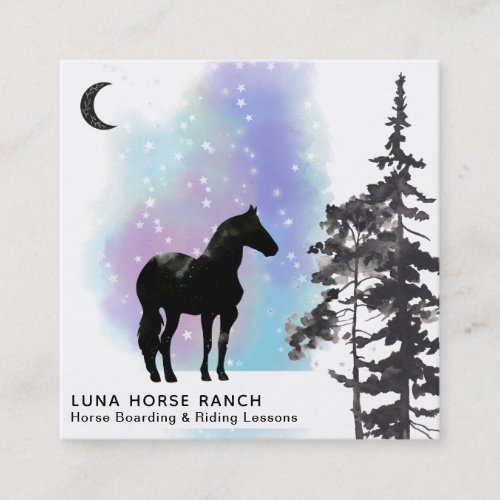  Shaman Cosmic Moon Horse Ranch Rainbow Stars Square Business Card