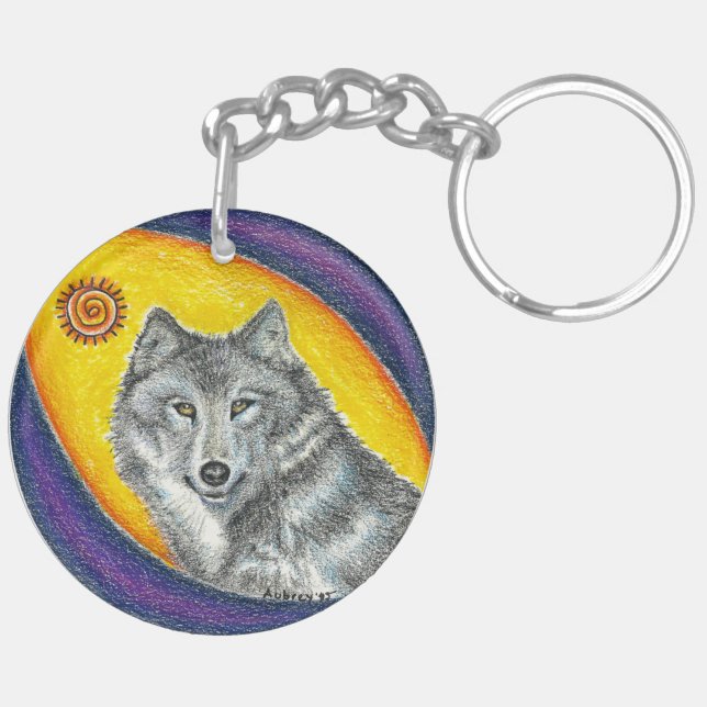 Shaman Healing Wolf Keychain (Back Left)