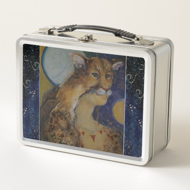 Shaman Medicine Leopard Maureen Girard Spirit Heal Metal Lunch Box (Front)