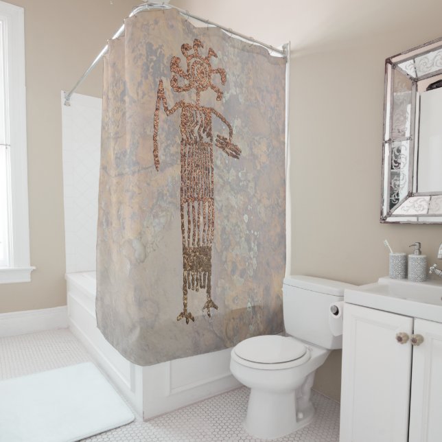 Shaman Petroglyph Shower Curtain (In Situ)