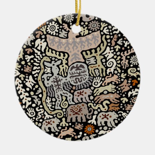 Shaman Peyote Ritual Ceramic Ornament