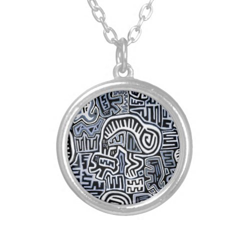 Shaman Peyote Ritual Mola Silver Plated Necklace