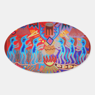Shaman Ritual Huichol Oval Sticker
