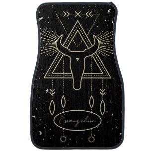 Shamanic Buffalo With Sacred Geometry Personalized Car Floor Mat