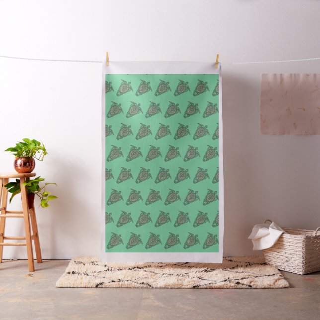 Shamanic Sea Turtle Symbol + your backgr. & ideas Fabric (In Situ)