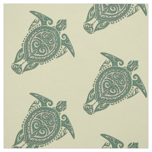 Shamanic Sea Turtle Symbol + your backgr. & ideas Fabric