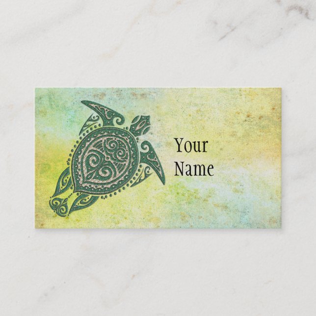 Shamanic Sea Turtle Symbol + your ideas & text Business Card (Front)