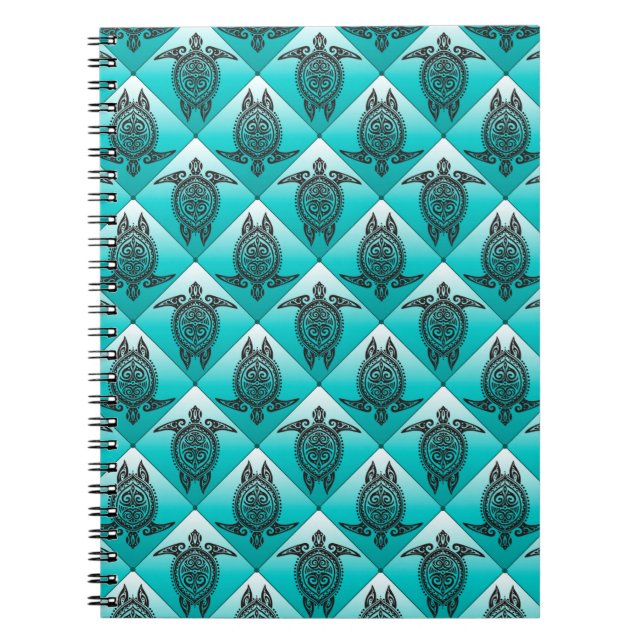 Shamanic Sea Turtles Pattern - cyan Notebook (Front)