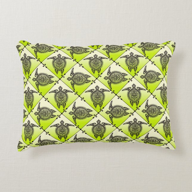 Shamanic Sea Turtles Pattern - green Decorative Pillow (Front)