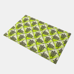 Shamanic Sea Turtles Pattern - green Doormat