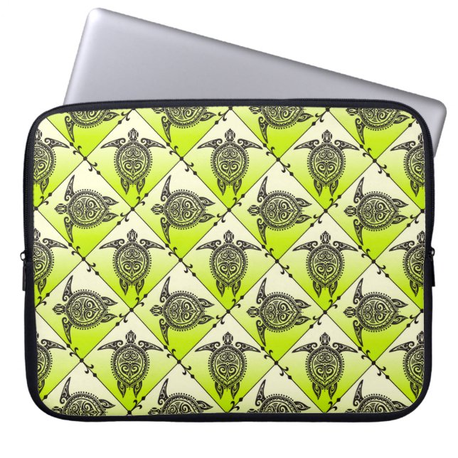 Shamanic Sea Turtles Pattern - green Laptop Sleeve (Front)